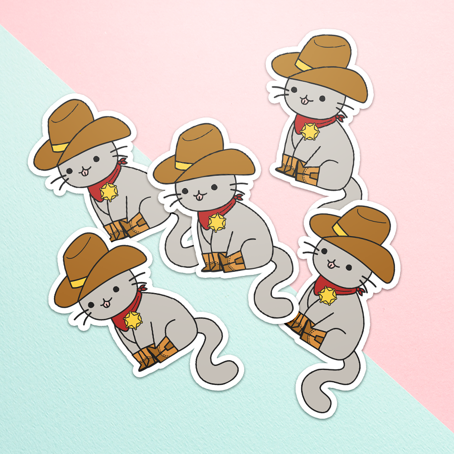 Cowboy Sheriff Cat Sticker